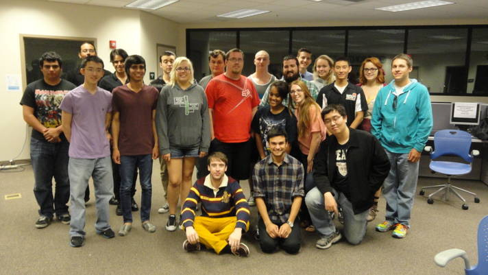 The MUN team together for team research.